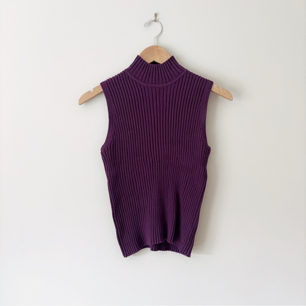 Vintage Susan Bristol Casuals Purple Sleeveless Ribbed Turtleneck